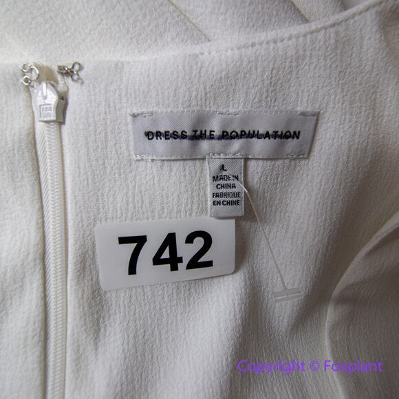 New! Dress the Population Monroe Side Slit sweetheart Gown White Bridal, size L - Picture 13 of 16